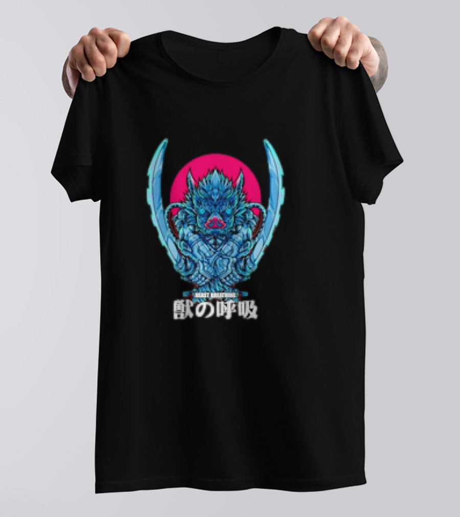 Beast Breathing Distinctive Warrior Icon Kanji Text T-Shirt
