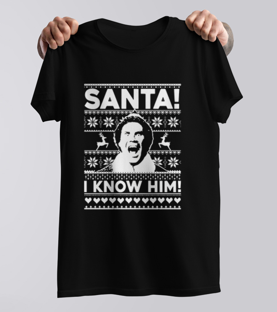 Santa I Know Him Buddy Elf Movie Christmas T-Shirt