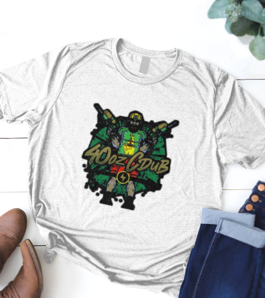 40ozCDub RemixDub Guns Warrior Power T-Shirt