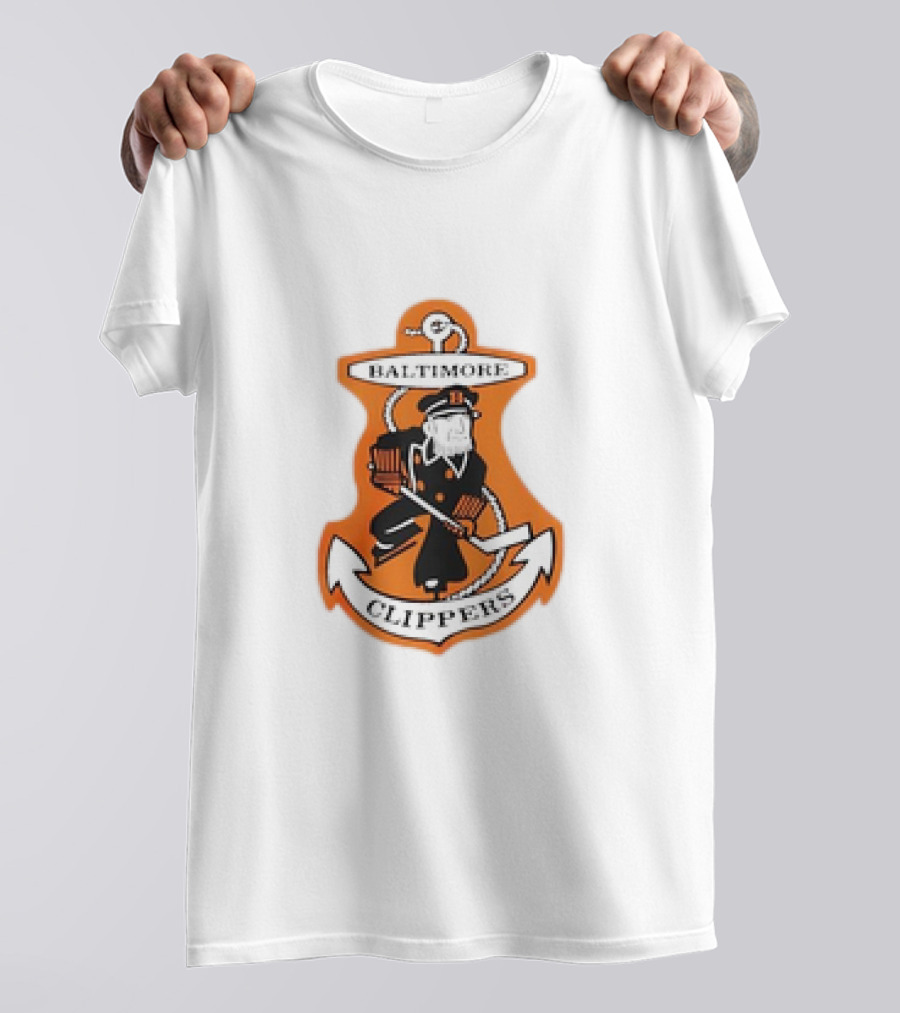 Baltimore Clippers 1962 Retro Style AHL Logo Orange Anchor T-Shirt