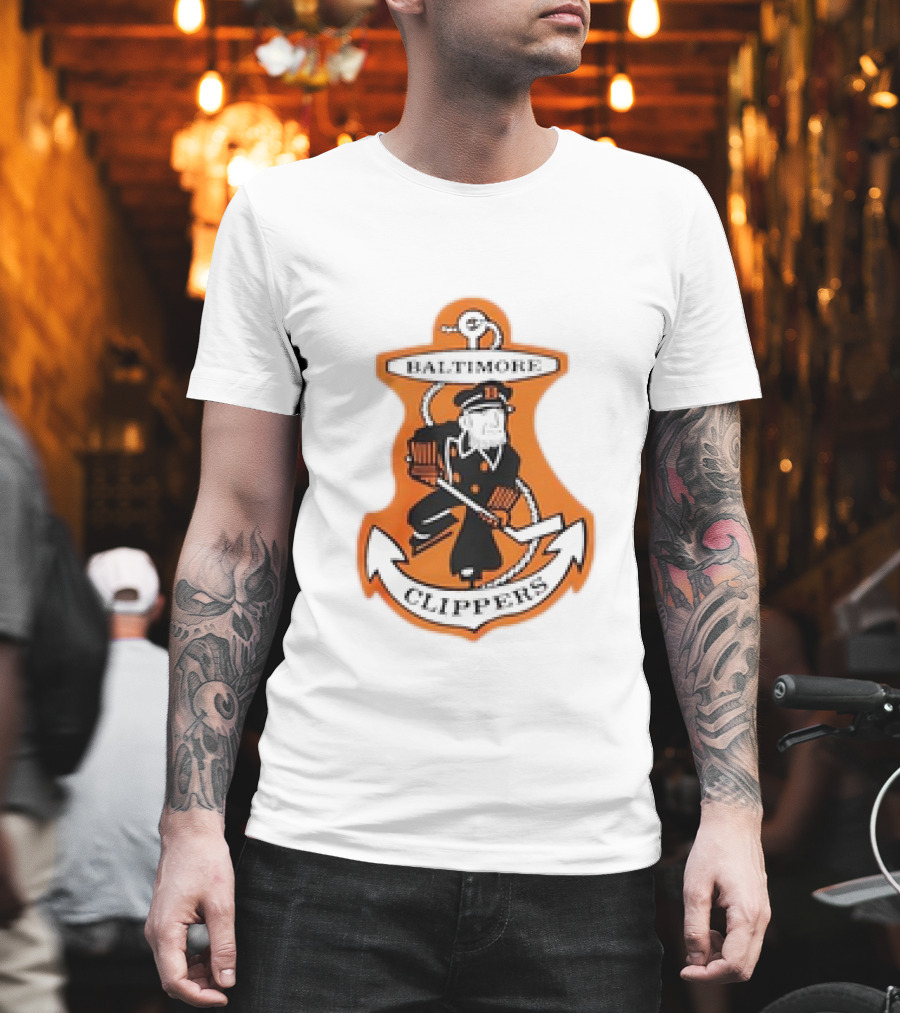 Baltimore Clippers 1962 Retro Style AHL Logo Orange Anchor T-Shirt