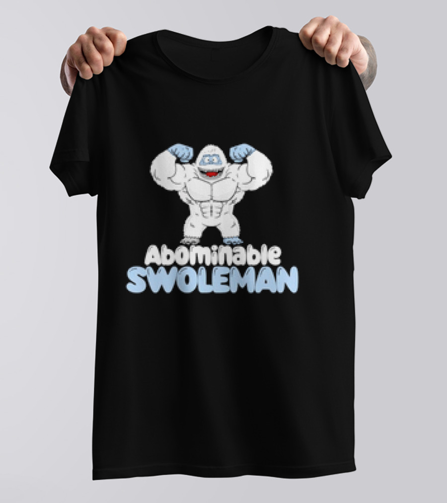 Abominable Swoleman Flexing Cartoon Yeti Meme T-Shirt