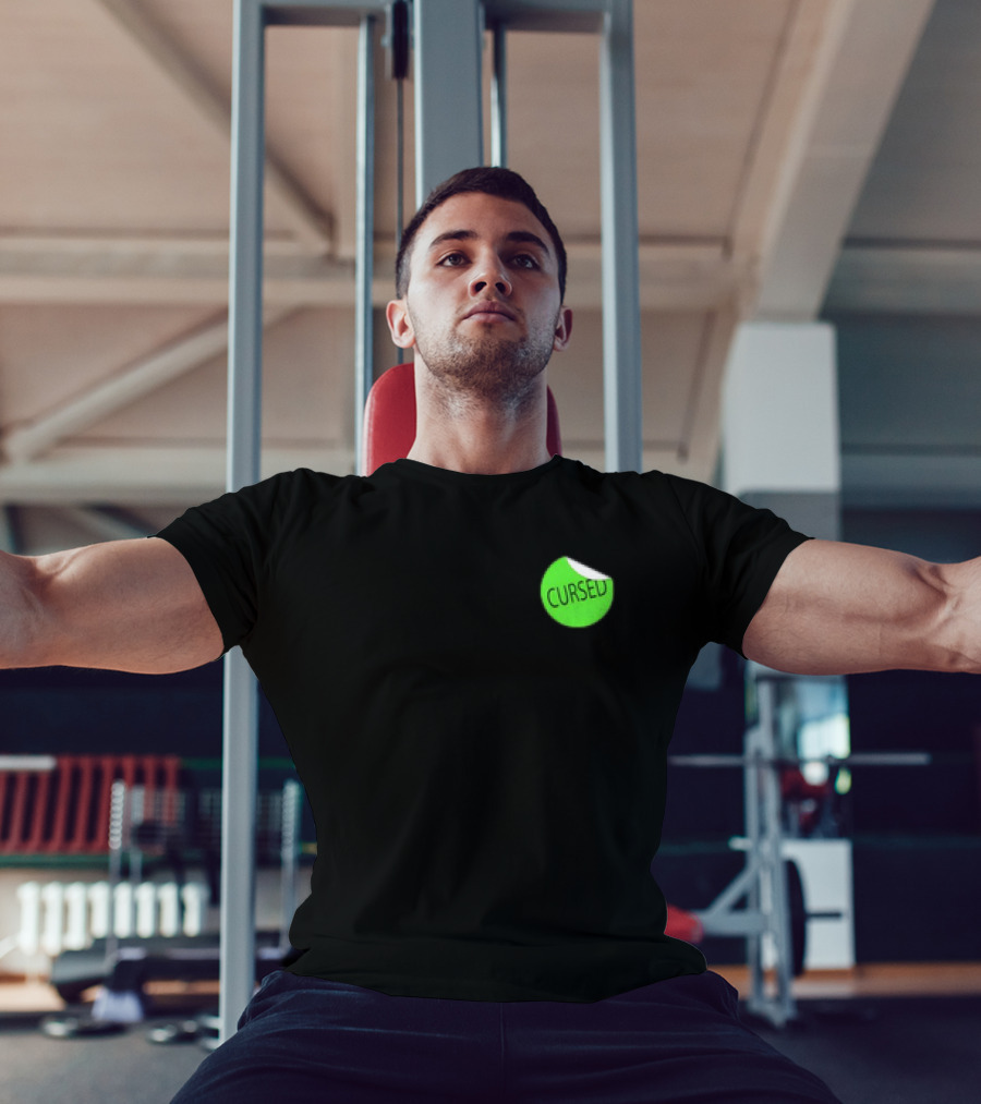 Danhausen Cursed Sticker Green Cursed Text T-Shirt