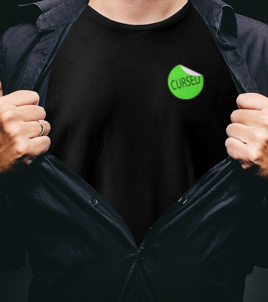 Danhausen Cursed Sticker Green Cursed Text T-Shirt