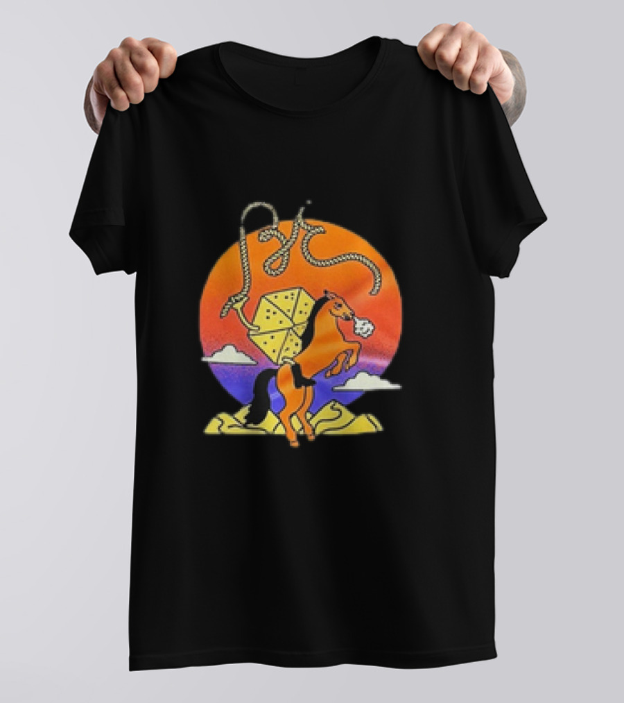 The BE-Hive Life Is Tight Kite And Horse Sunset Scene T-Shirt