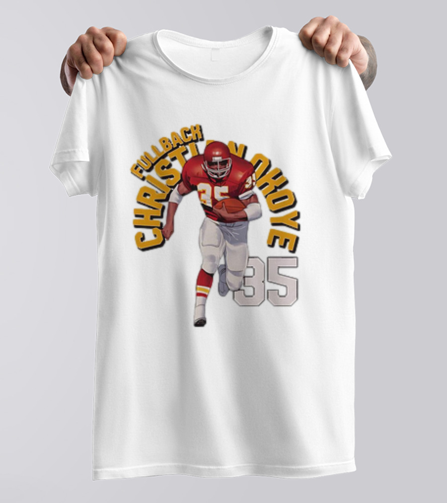 Christian Okoye Kansas City Chiefs Fullback 35 Vintage NFL Football Name ARC T-Shirt