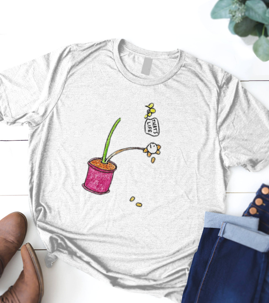 Flowers That's Life Drooping Plant With Bee T-Shirt