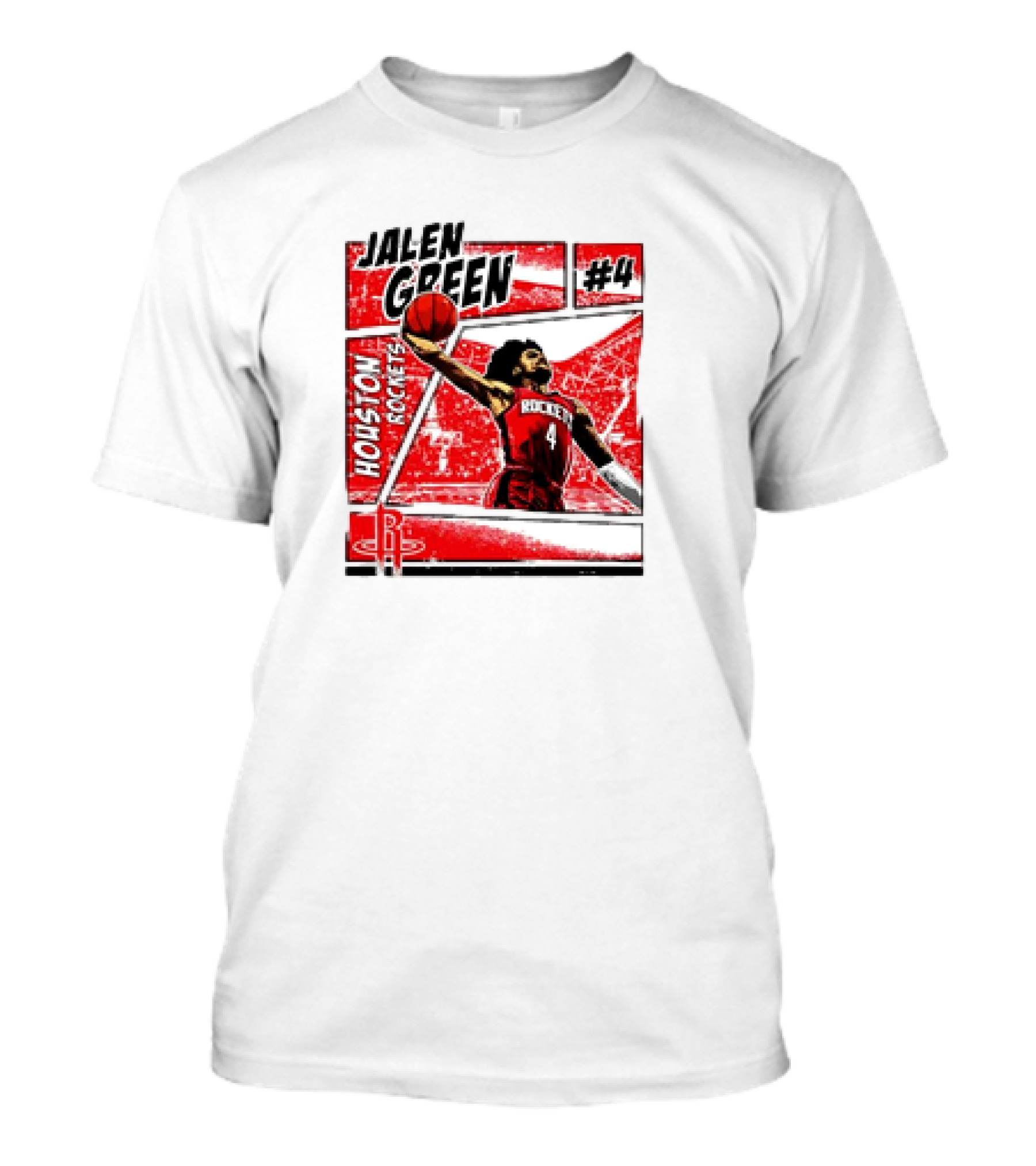 Jalen Green Houston Rockets #4 Comic Style Basketball T-Shirt