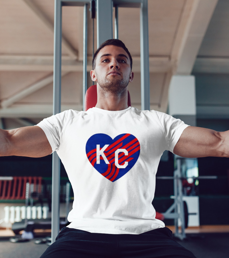 KC Comets Blue Red Striped Heart Love T-Shirt