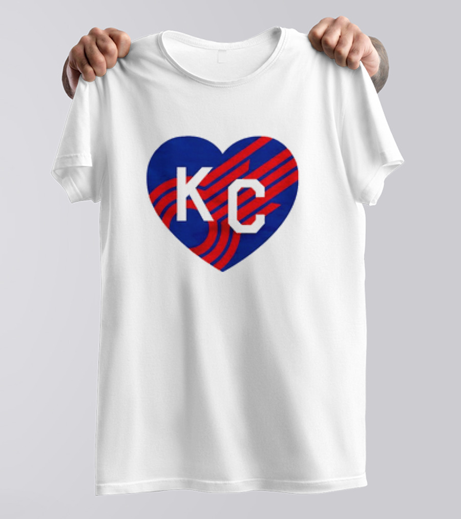KC Comets Blue Red Striped Heart Love T-Shirt