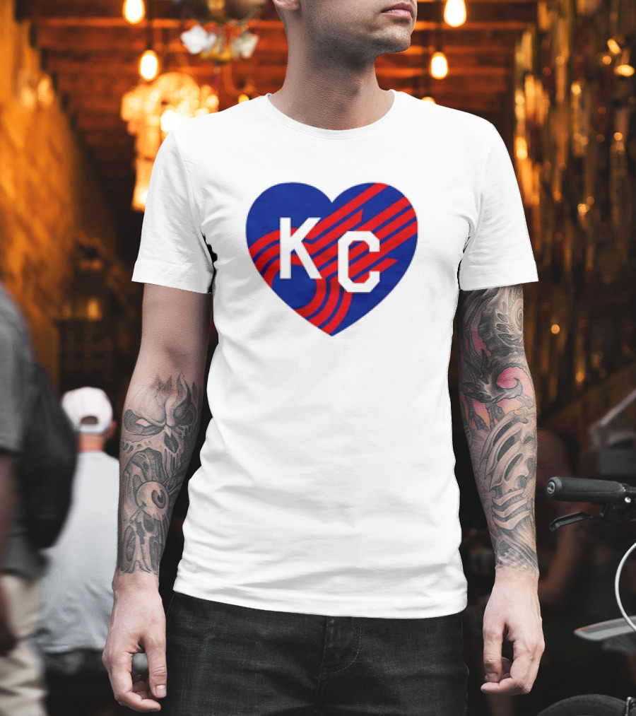 KC Comets Blue Red Striped Heart Love T-Shirt