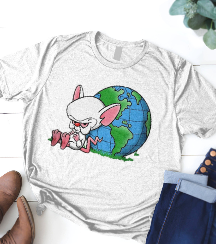 Pinky And The Brain World Domination Plan With Globe T-Shirt
