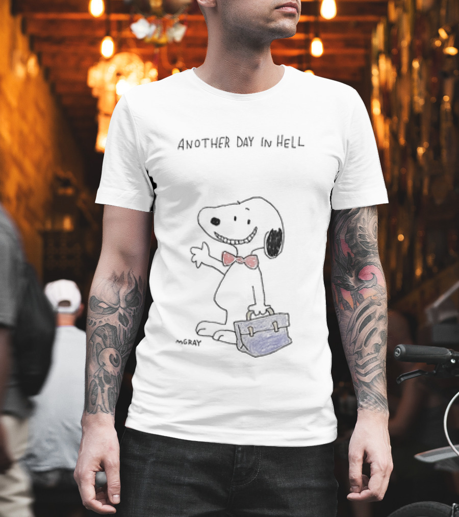 Another Day In Hell Snoopy Bow Tie And Briefcase T-Shirt