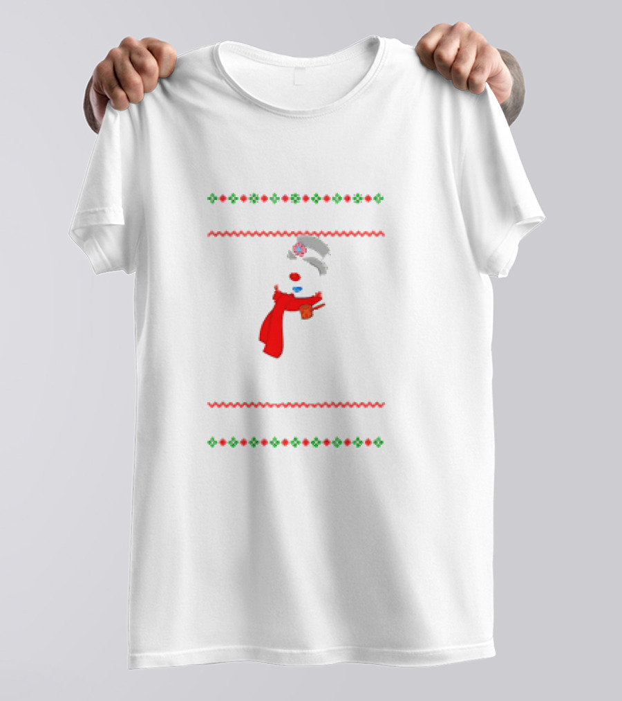 Snowman Santa Hat Red Scarf Christmas T-Shirt