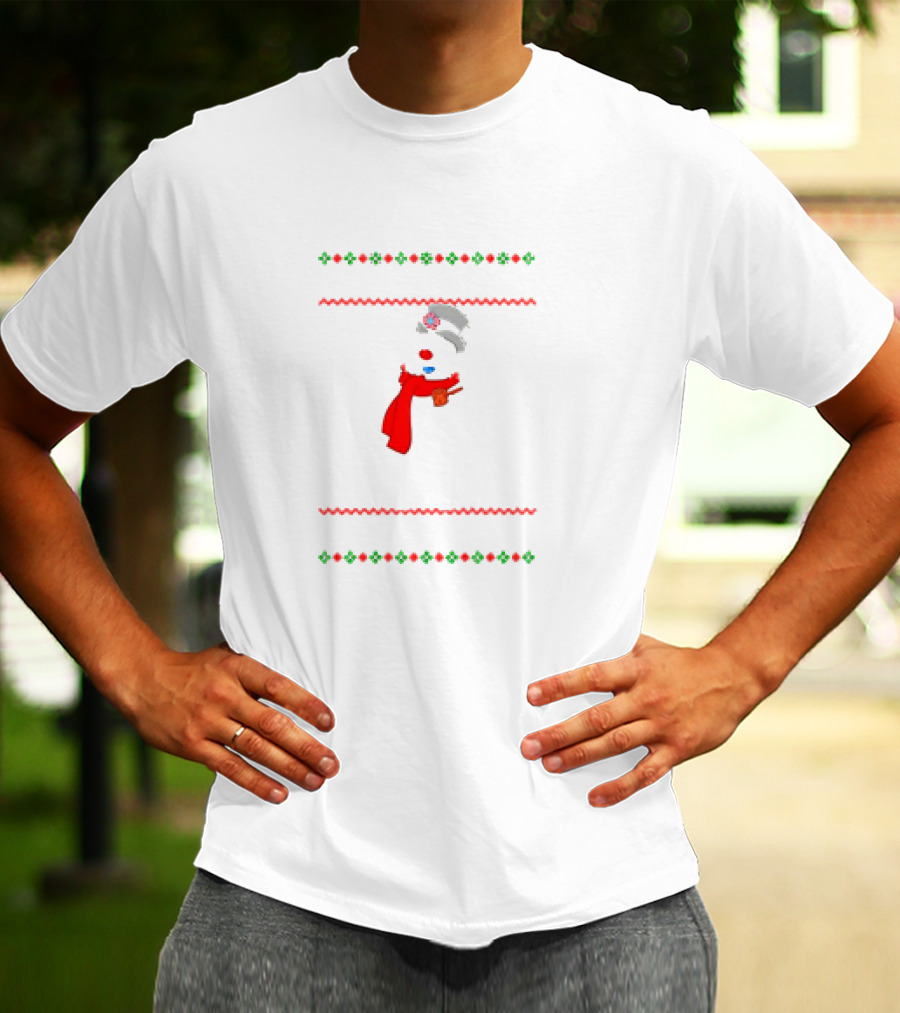 Snowman Santa Hat Red Scarf Christmas T-Shirt