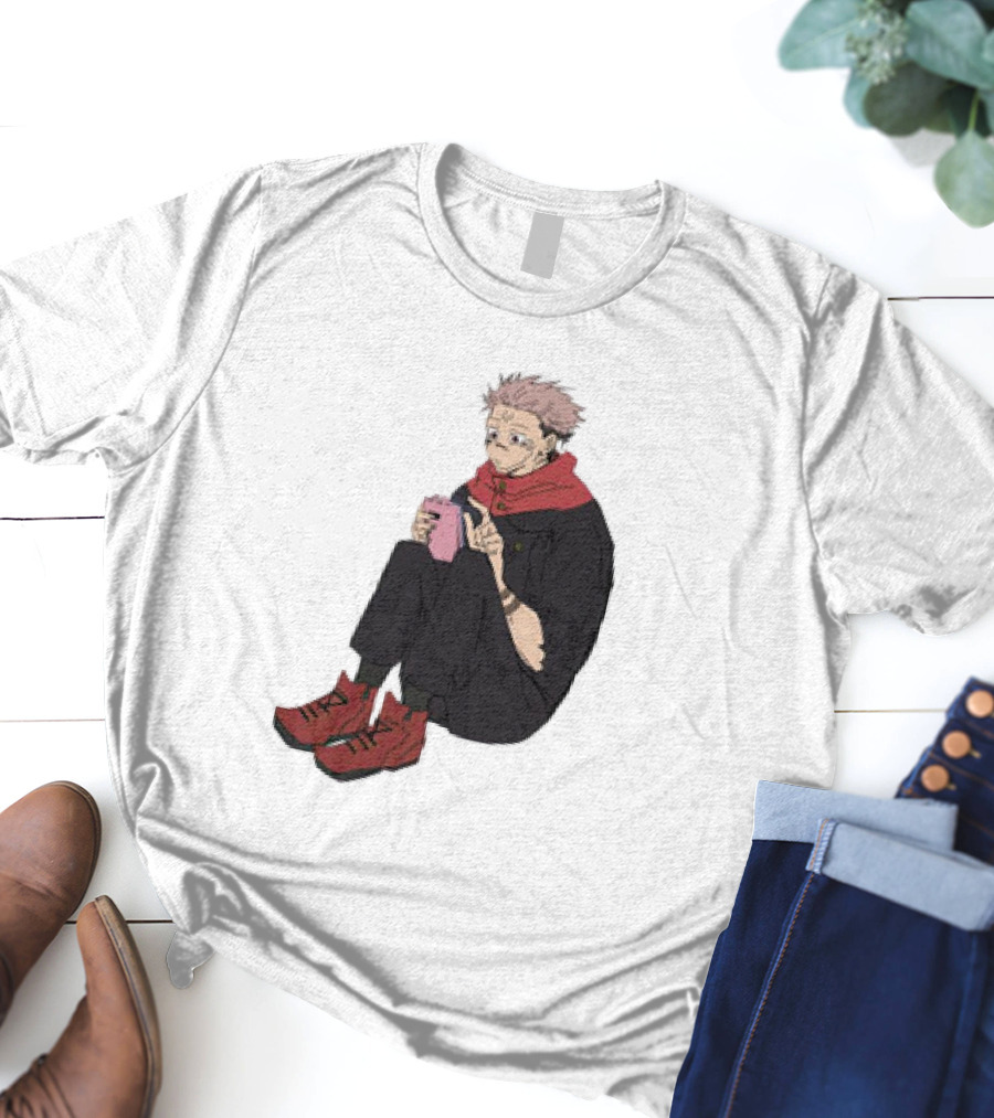 Yuji Itadori Mode Ryomen Sukuna Playing With Phone Jujutsu Kaisen Anime T-Shirt