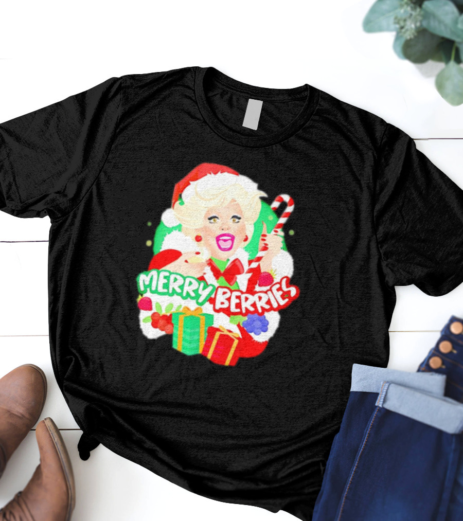 Merry Berries Christmas Santa Hat Candy Cane Gifts T-Shirt