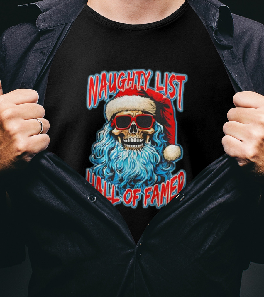 Naughty List Hall Of Famer Santa Claus Skeleton T-Shirt