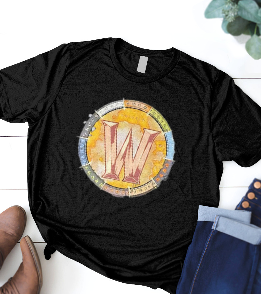 World Of Warcraft Northrend Rune Circle With W Emblem T-Shirt