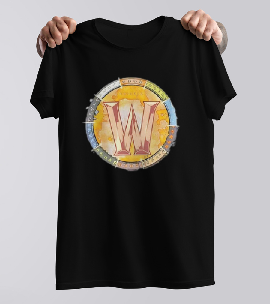 World Of Warcraft Northrend Rune Circle With W Emblem T-Shirt