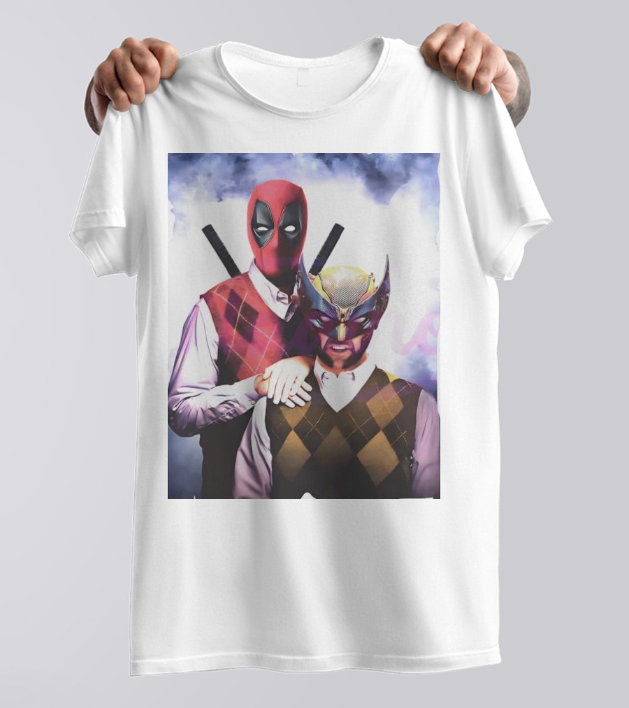 Retro Deadpool And Wolverine Step Brothers Iconic Parody Image T-Shirt