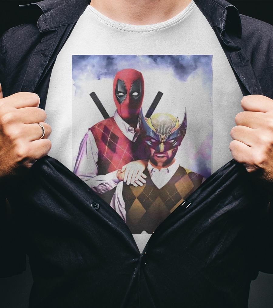 Retro Deadpool And Wolverine Step Brothers Iconic Parody Image T-Shirt