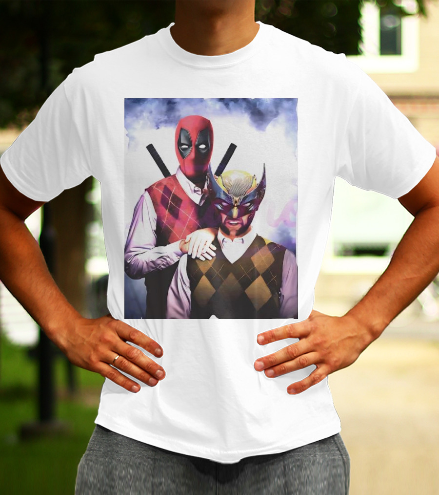 Retro Deadpool And Wolverine Step Brothers Iconic Parody Image T-Shirt