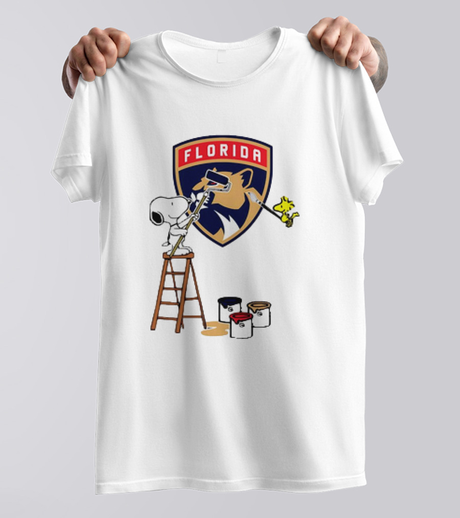 Snoopy And Woodstock Painting Florida Panthers T-Shirt