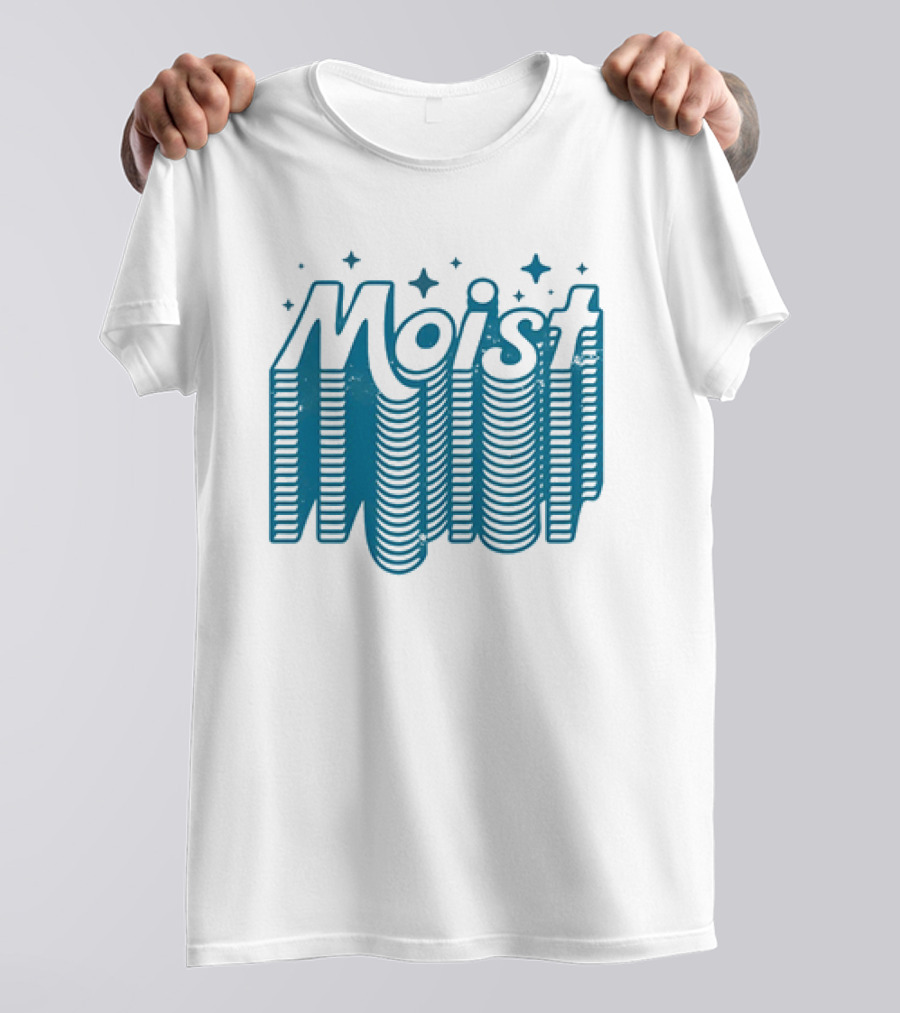 Moist 3D Text With Stars V2 T-Shirt