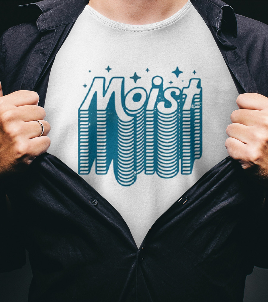 Moist 3D Text With Stars V2 T-Shirt