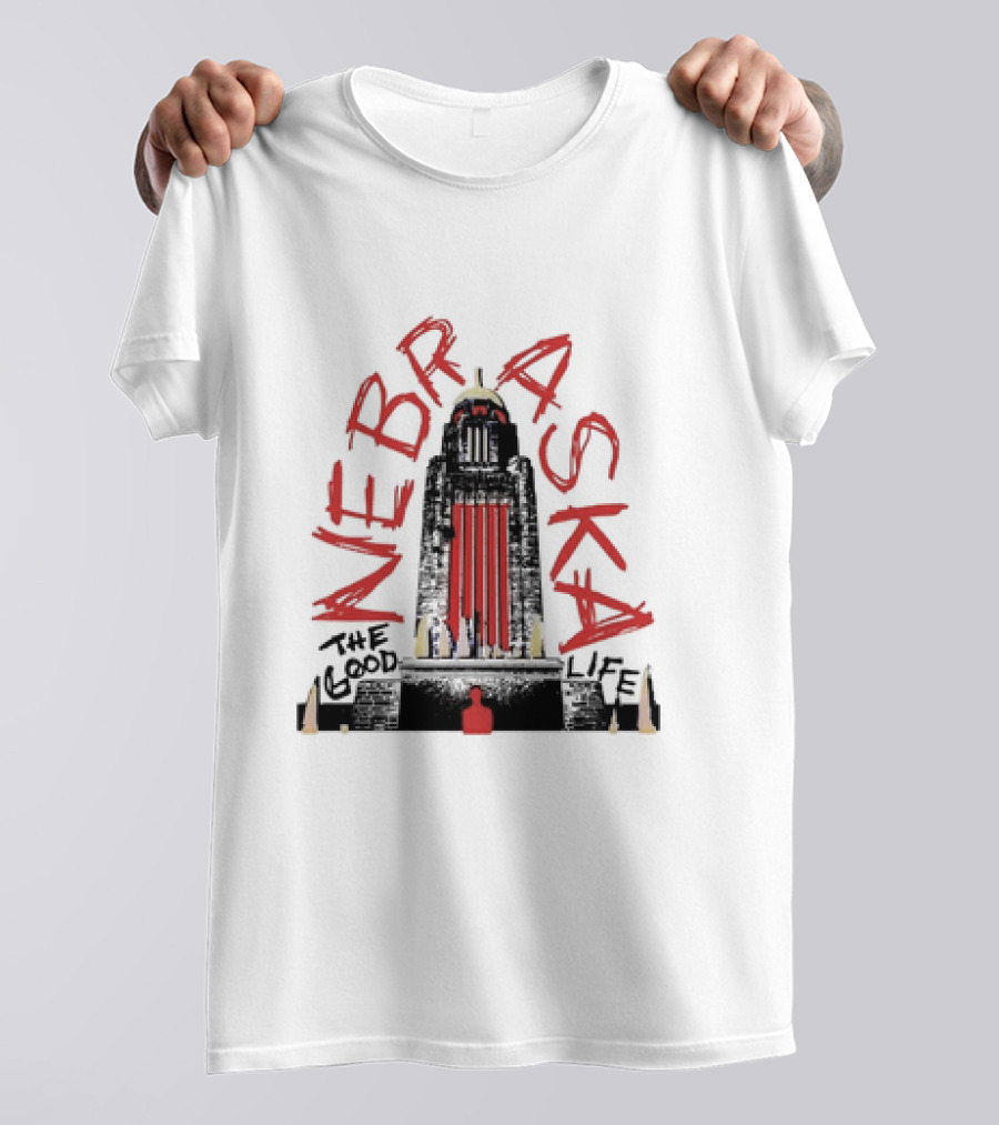 Nebraska The Good Life Capitol Building Stylistic T-Shirt