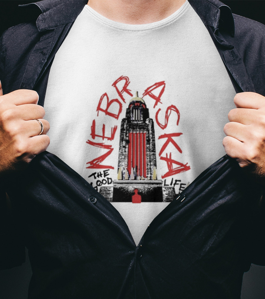 Nebraska The Good Life Capitol Building Stylistic T-Shirt