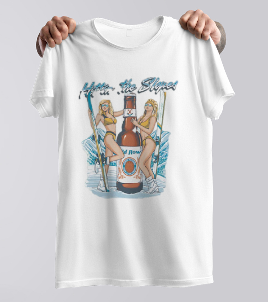 Hittin’ The Slopes Old Row Ski Chicks With Beer Bottle T-Shirt