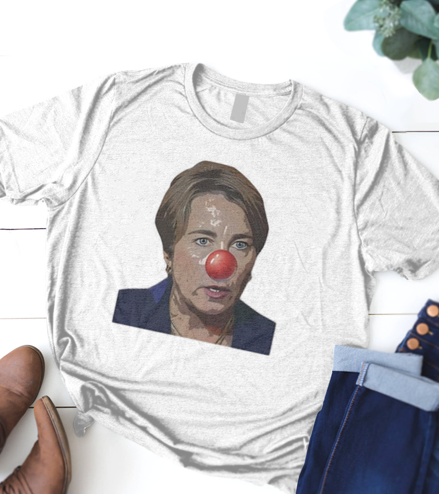 Maura Healey Cartoon Clown Nose Face Image T-Shirt