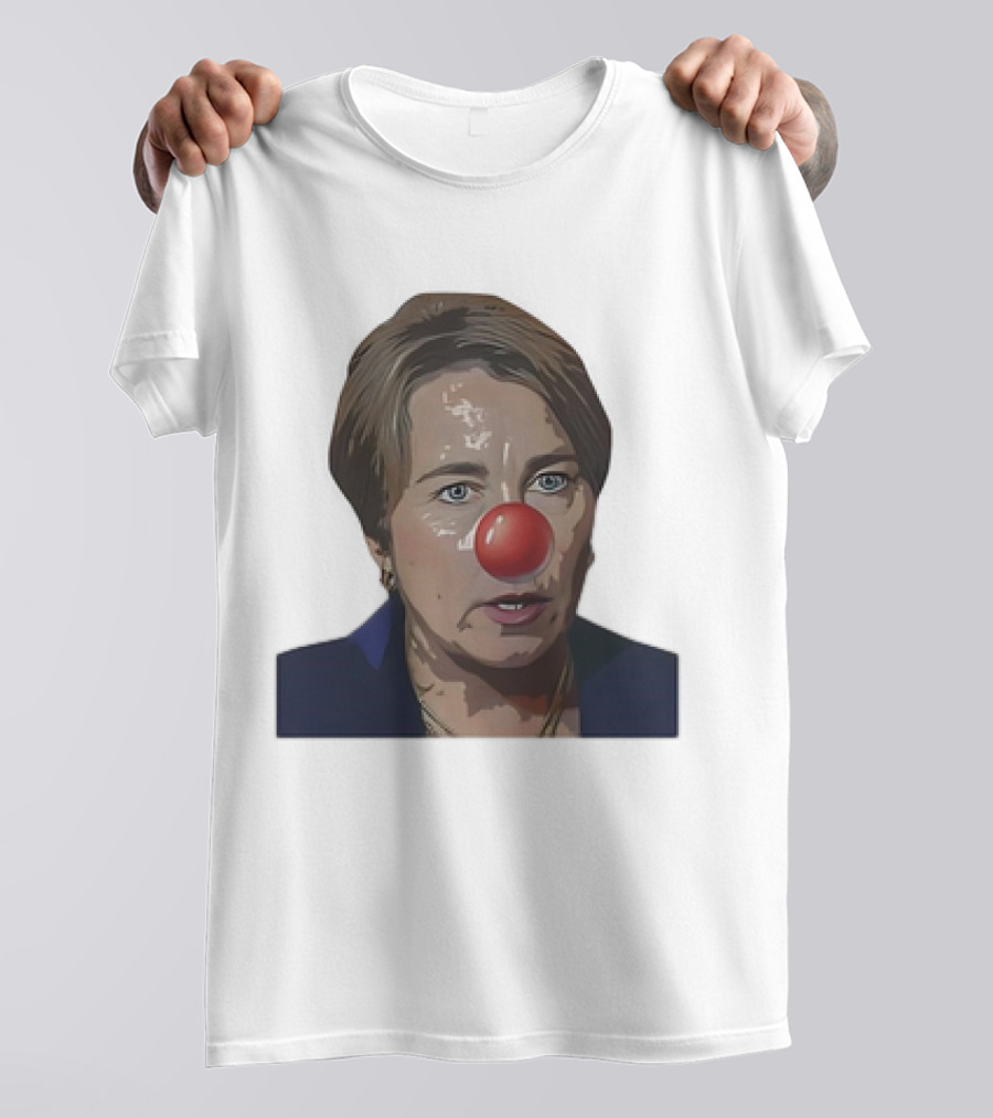 Maura Healey Cartoon Clown Nose Face Image T-Shirt