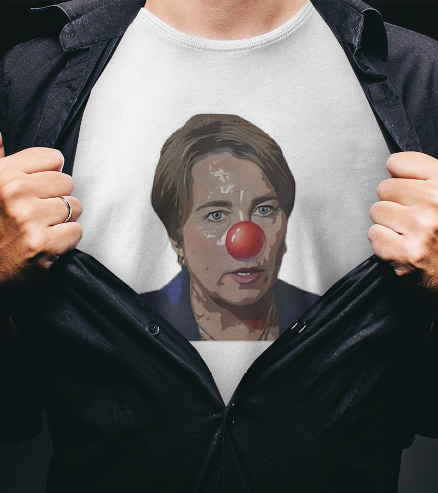 Maura Healey Cartoon Clown Nose Face Image T-Shirt