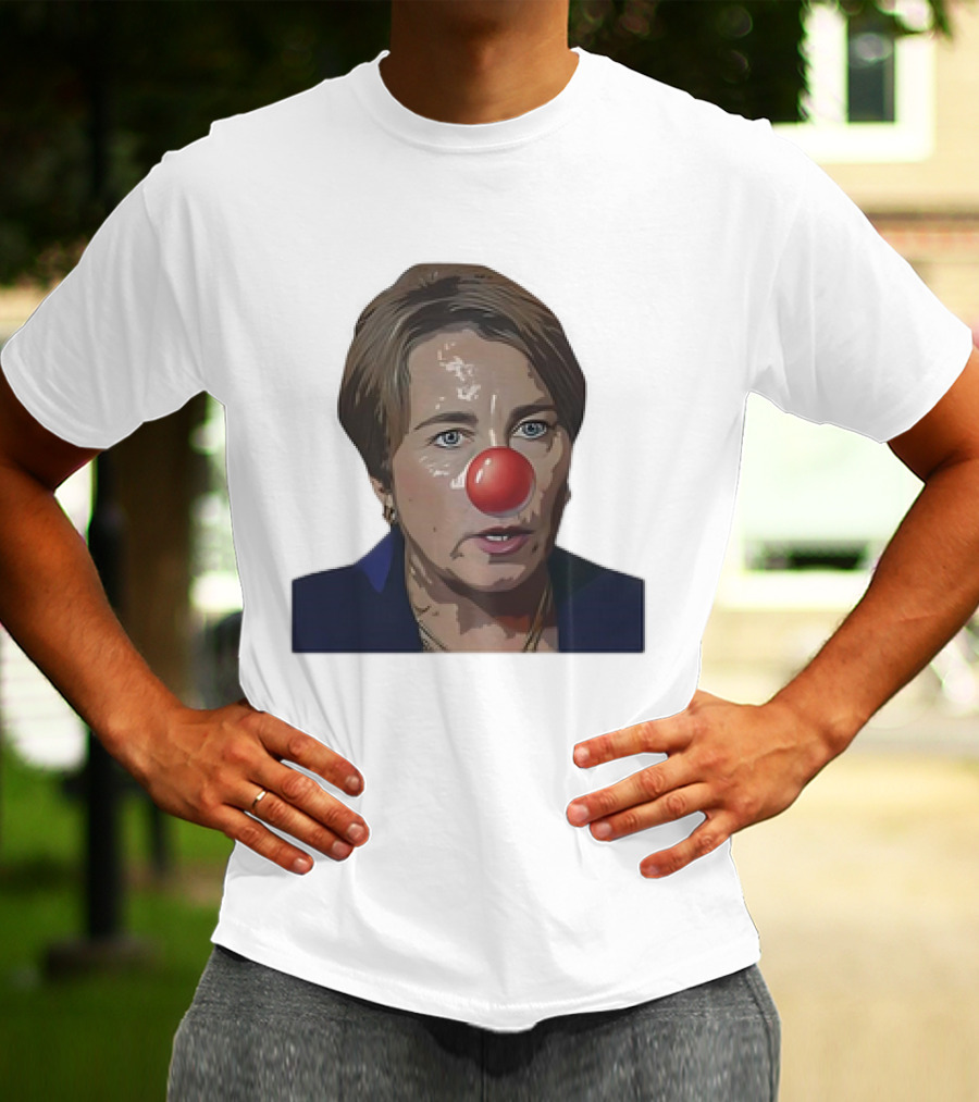 Maura Healey Cartoon Clown Nose Face Image T-Shirt