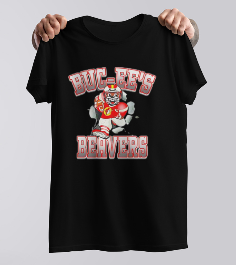 Buc-Ee’s Beavers Football Mascot Running With Ball T-Shirt