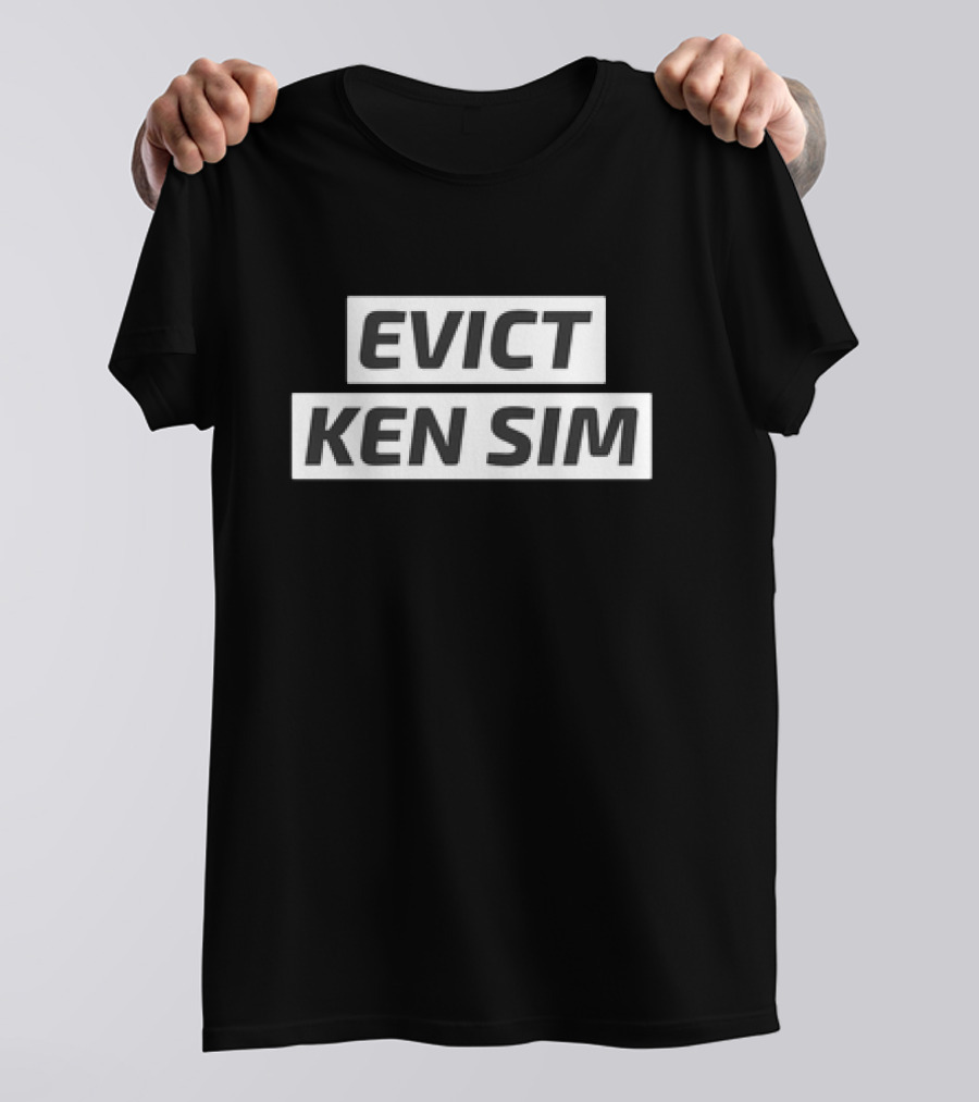 EVict Ken Sim Black Text Block Protest T-Shirt