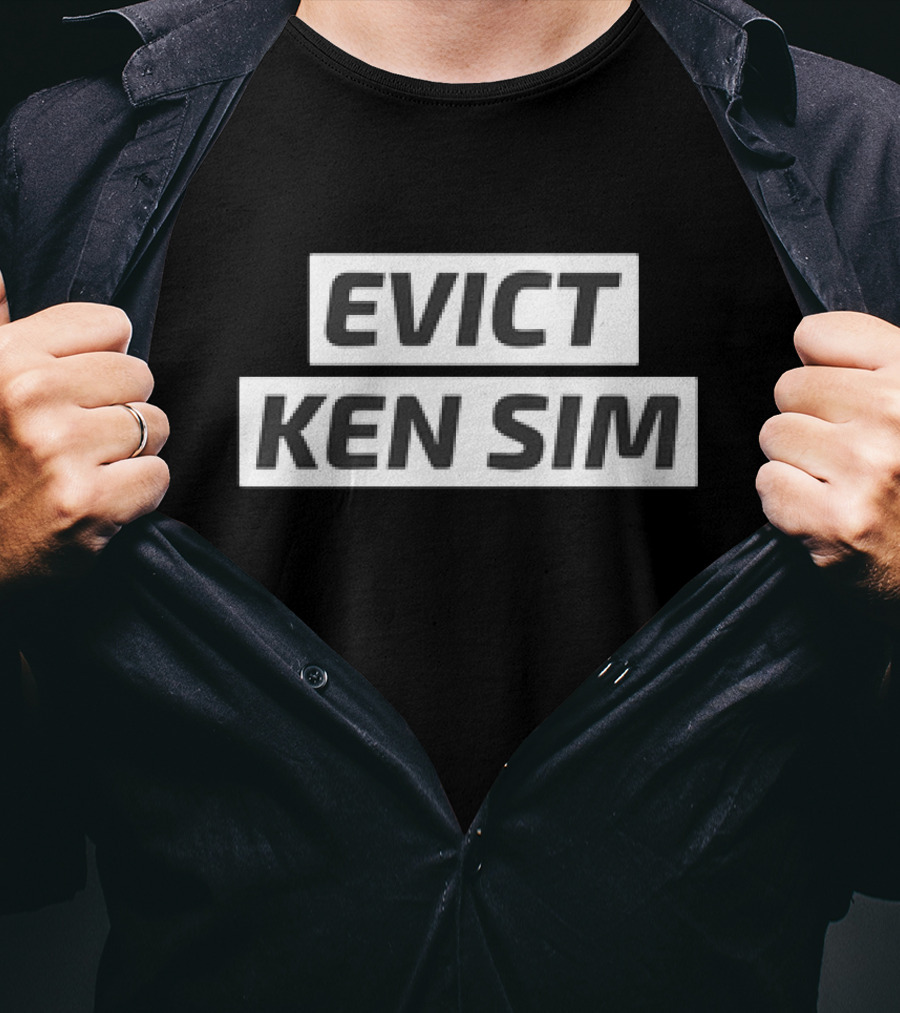 EVict Ken Sim Black Text Block Protest T-Shirt
