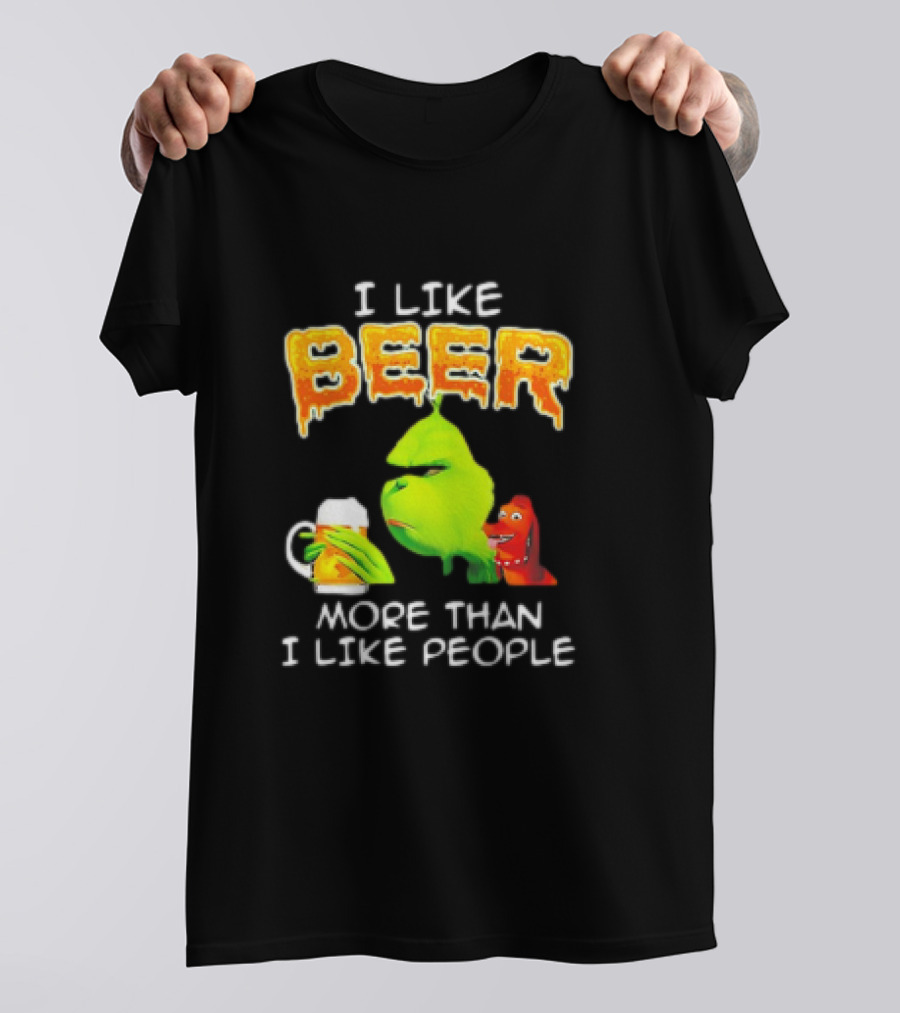 Grinch I Like Beer More Than I Like People With Dog Iconic T-Shirt