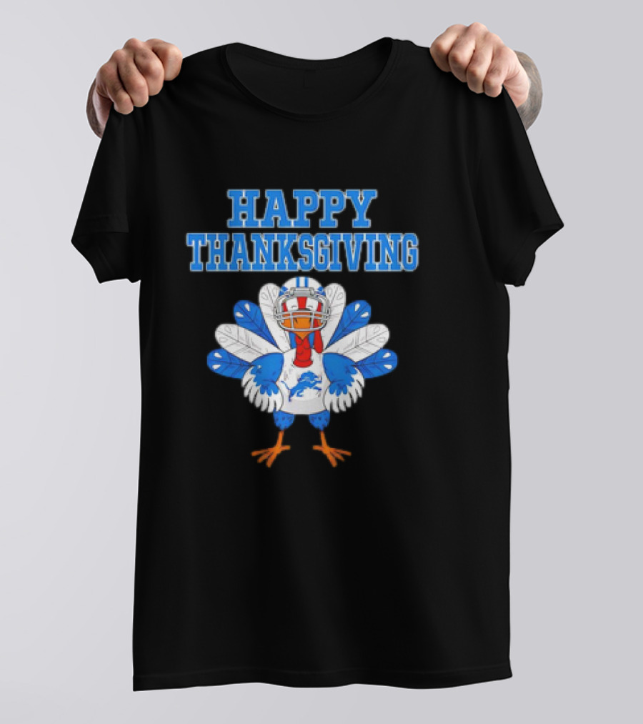 Happy Thanksgiving Detroit Lions Turkey Football Fan T-Shirt