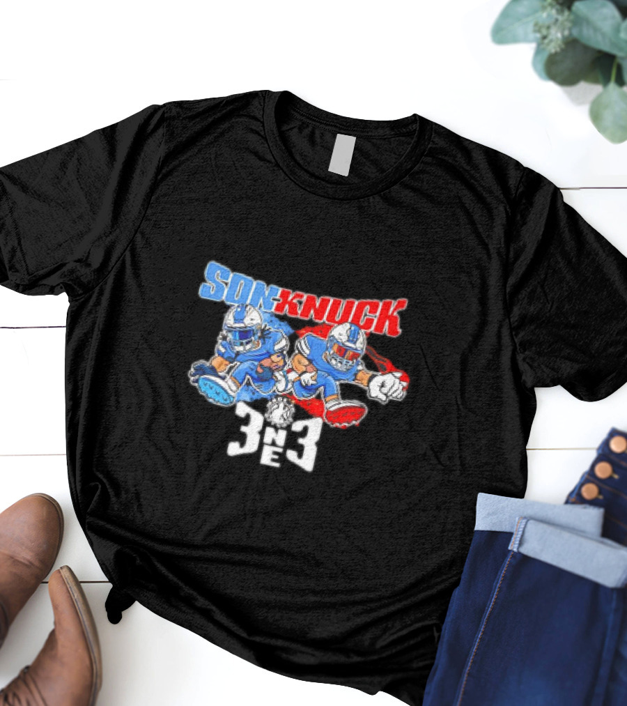 Son-Knuck 3NE3 Detroit Lions Inspired Football Characters T-Shirt