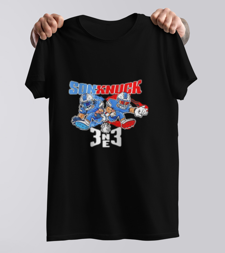 Son-Knuck 3NE3 Detroit Lions Inspired Football Characters T-Shirt