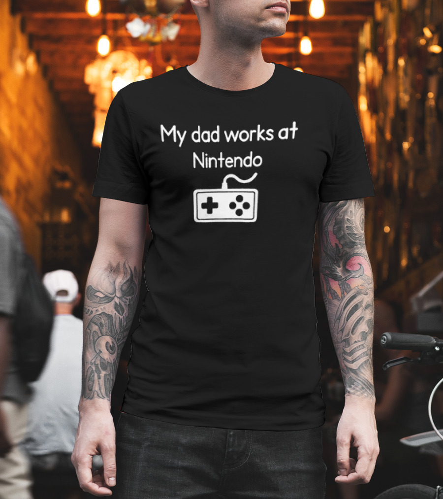 My Dad Works At Nintendo Retro Controller T-Shirt