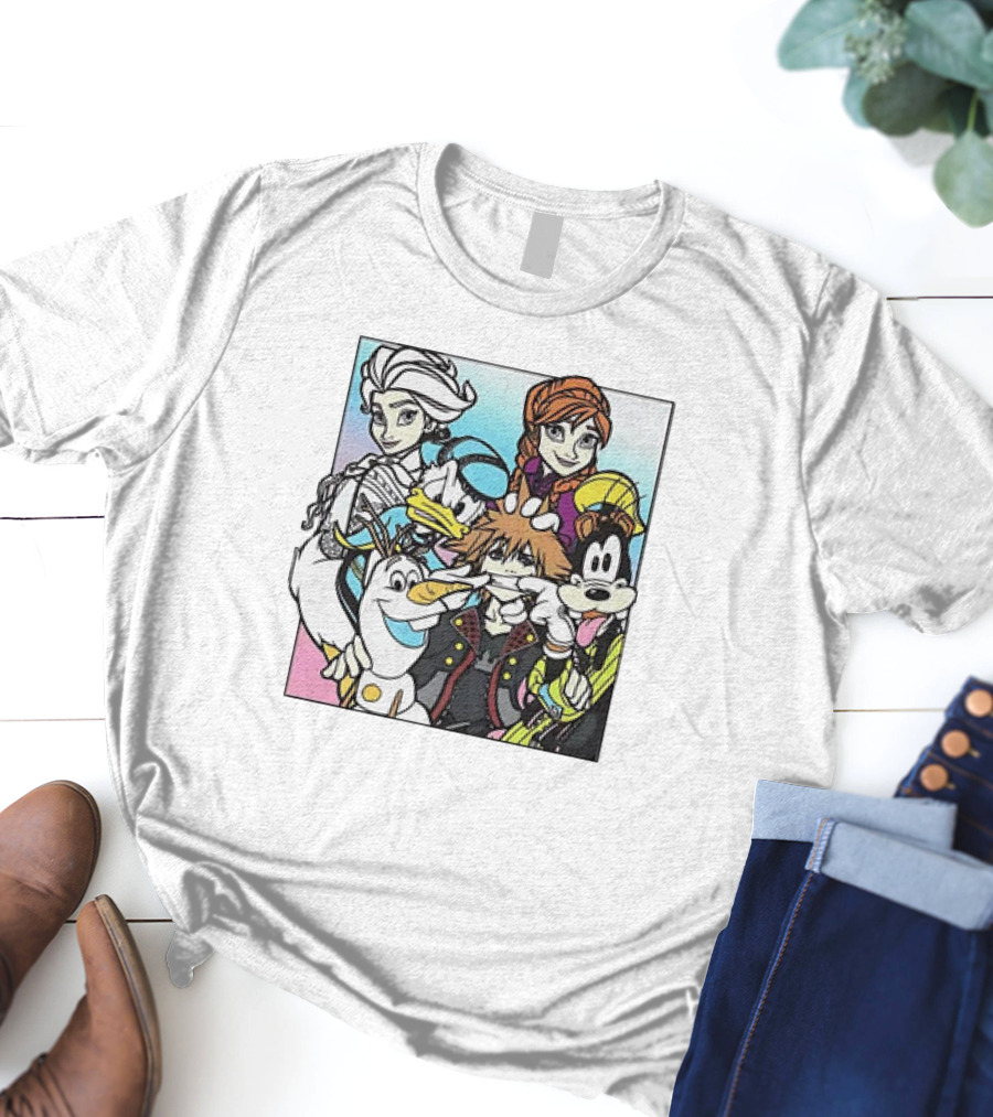 Disney Kingdom Hearts Frozen Characters Crossover T-Shirt