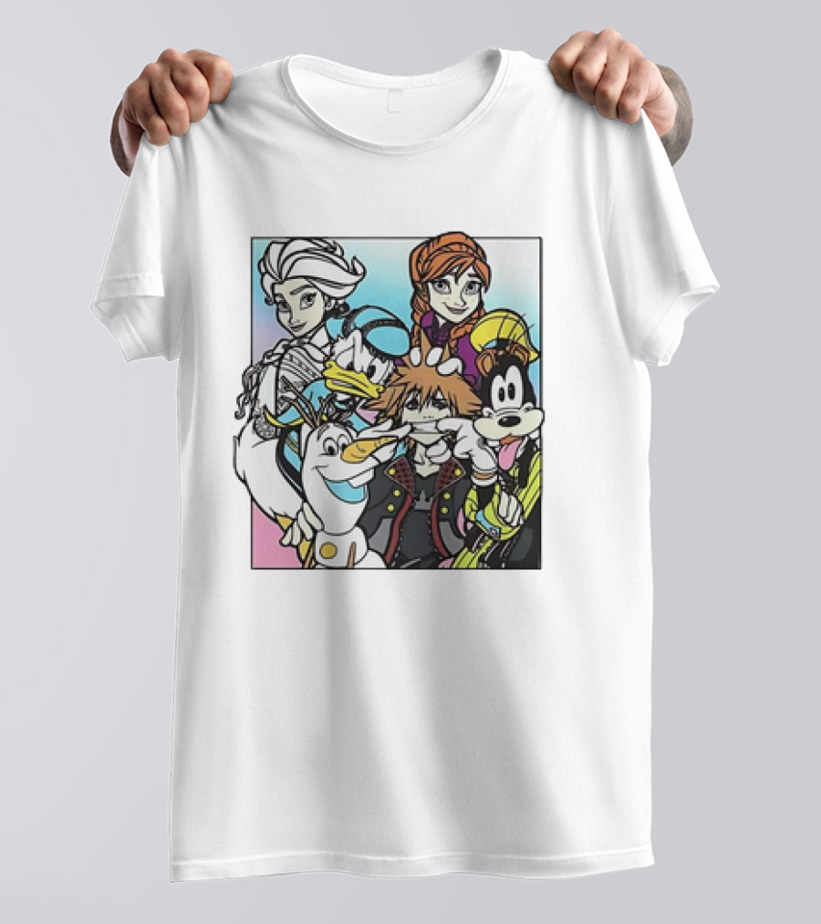 Disney Kingdom Hearts Frozen Characters Crossover T-Shirt