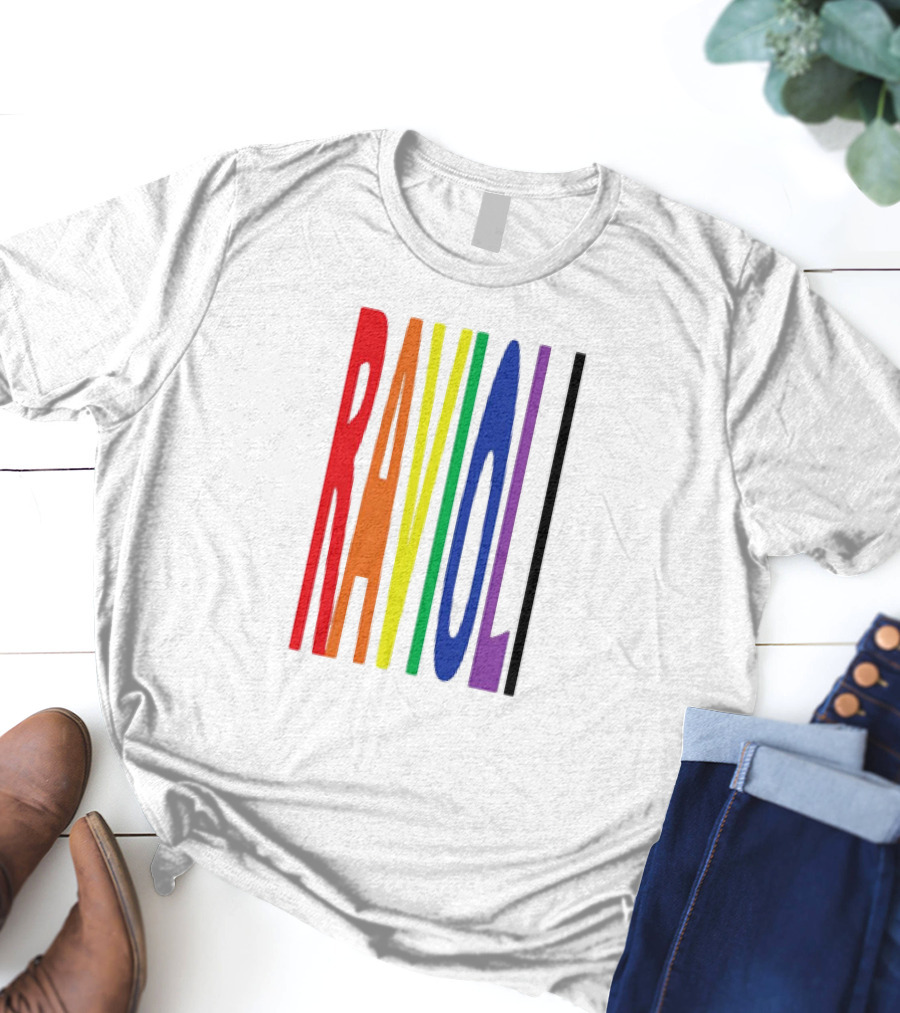 Ravioli Rainbow Colorful Block Letters T-Shirt