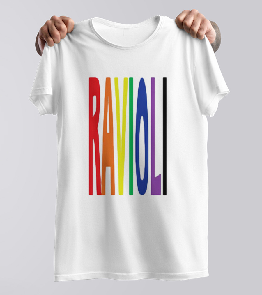 Ravioli Rainbow Colorful Block Letters T-Shirt