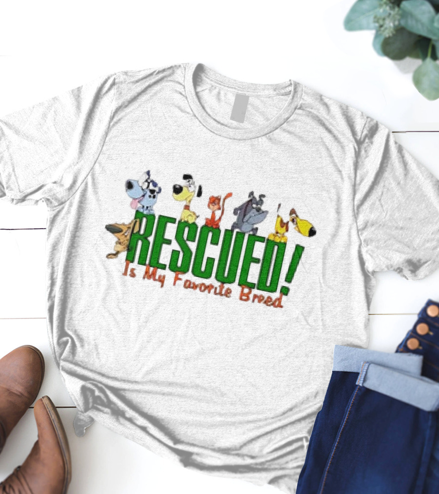 Rescued Is My Favorite Breed Cartoon Dogs Together T-Shirt